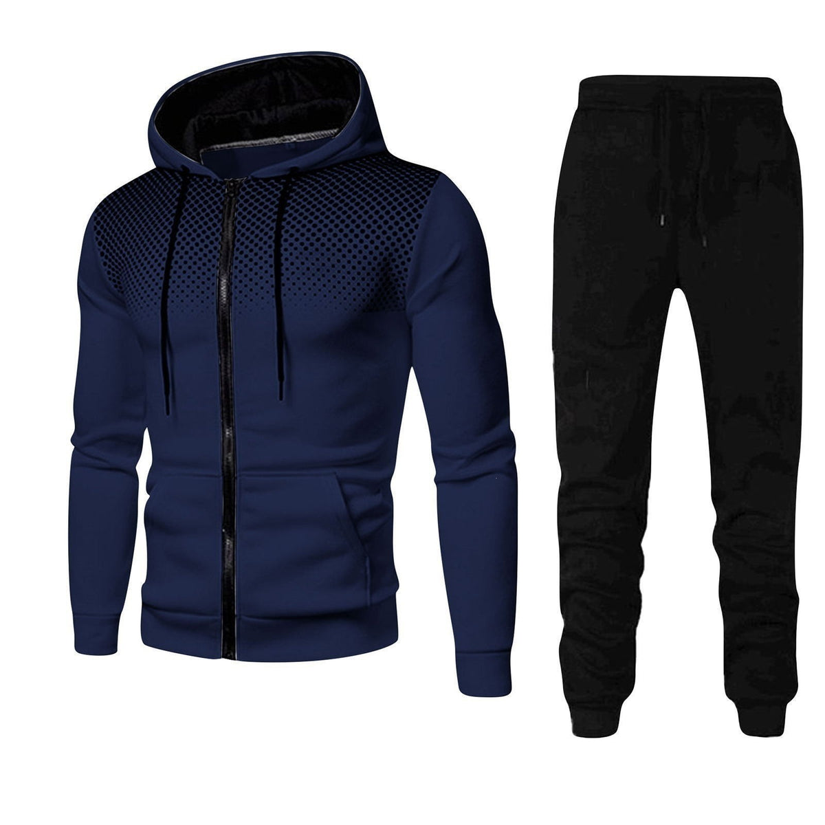 Dot Print Zip Hooded Sweatshirt