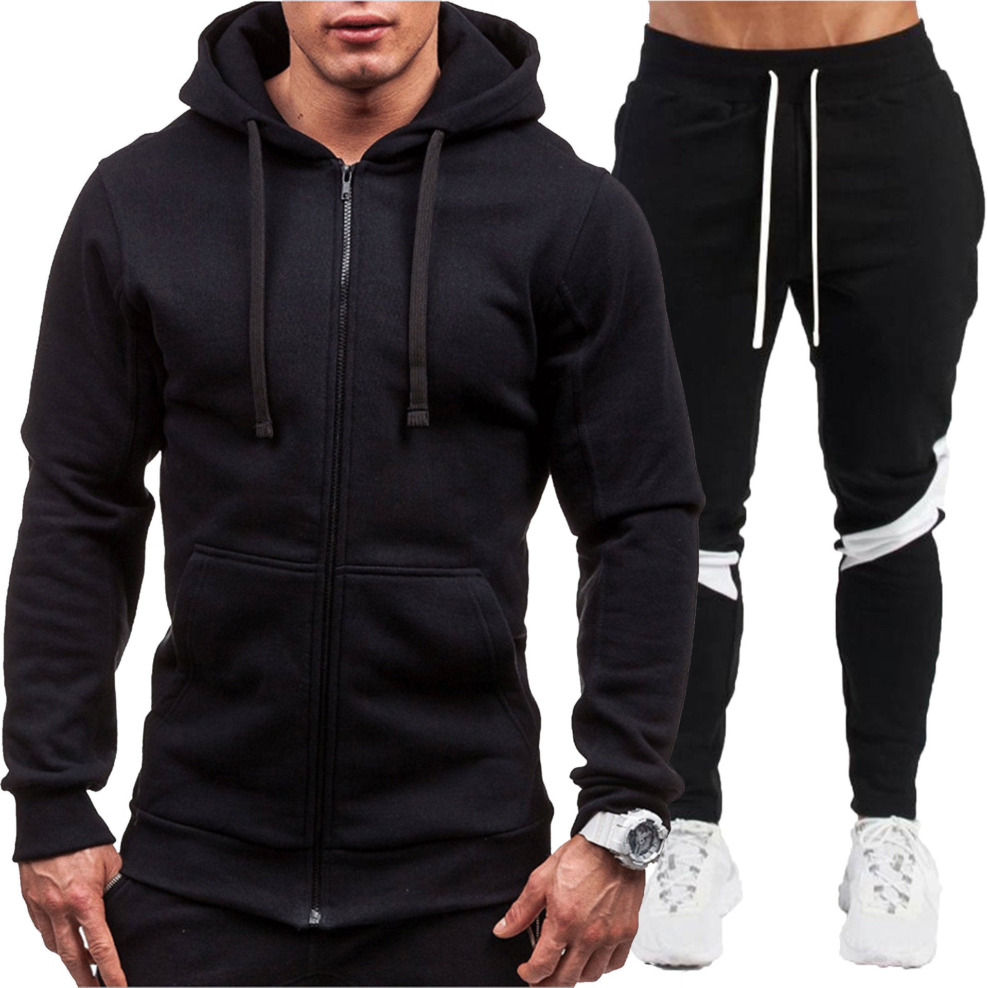 Zip-Up Loose Hoodie & Casual Long Pants Set