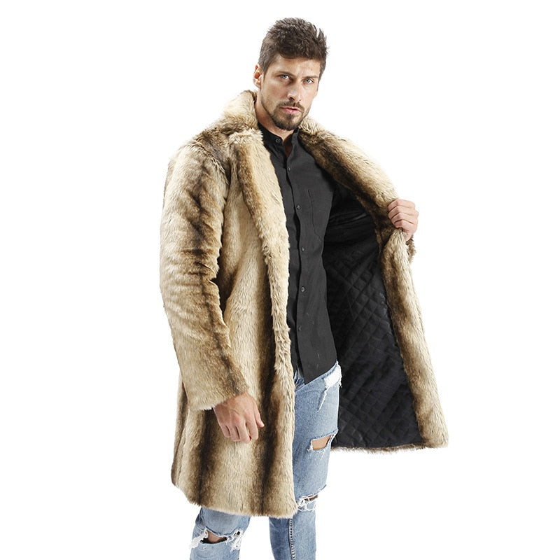 Luxury Faux Fur Leather Coat