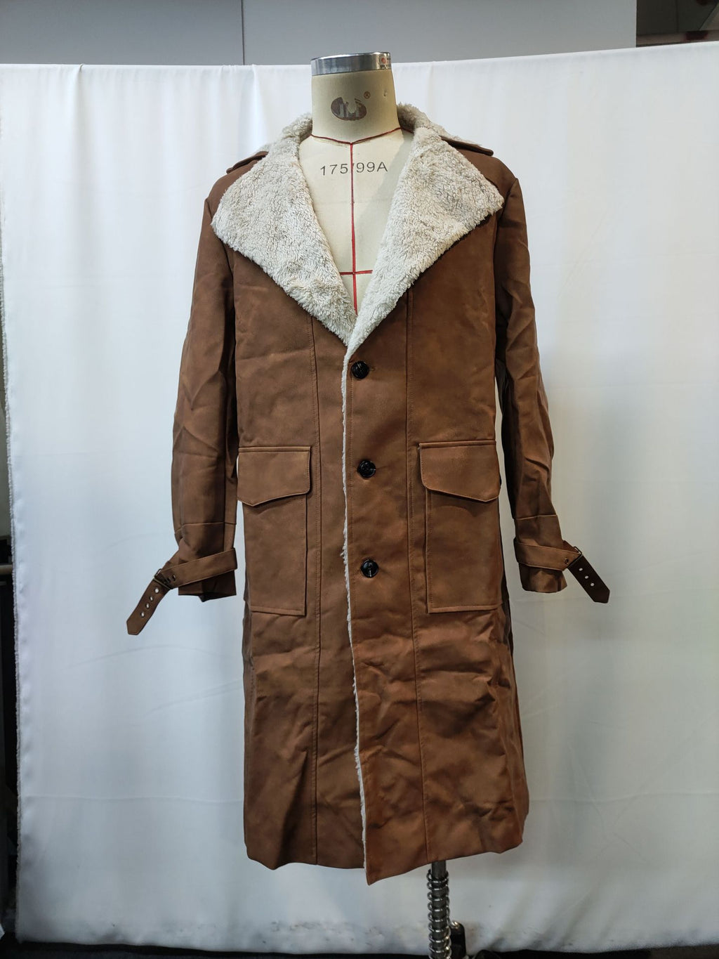 Vintage Brown Suede Coat for Men, Long Autumn/Winter Jacket
