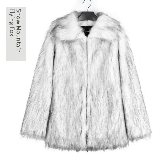 Men Faux Fox Fur Jacket Coat Winter Thick Fluffy Long Sleeve Lapel Warm Shaggy Outerwear Luxury Fur Jacket Bontjas Jackets Mens