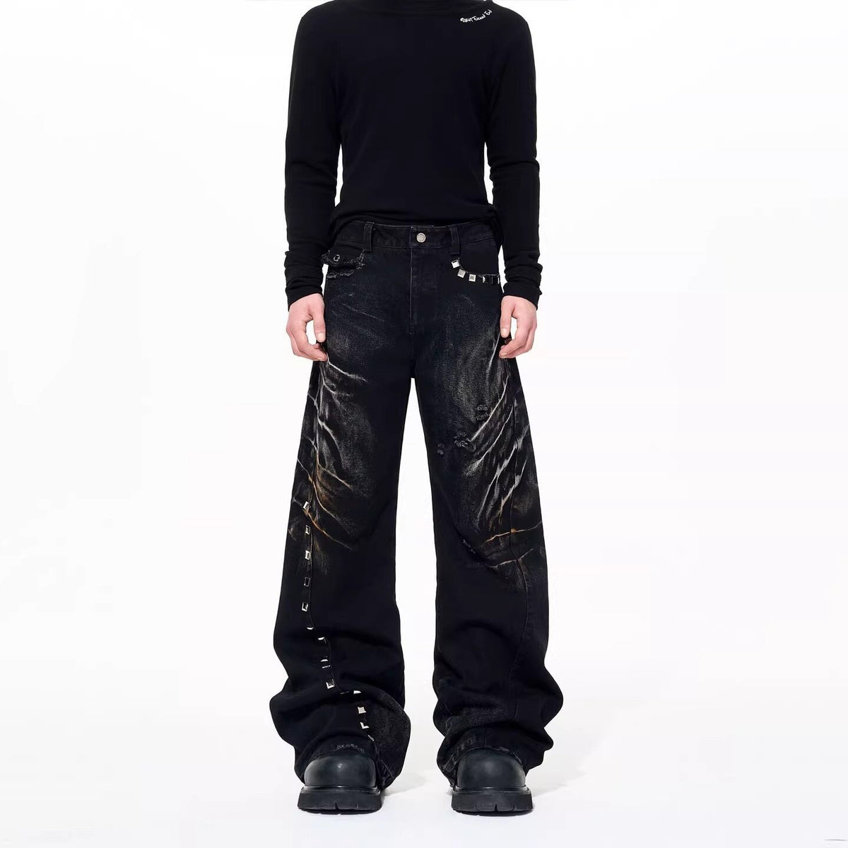 Washed Distressed Vintage Loose Fit Jeans