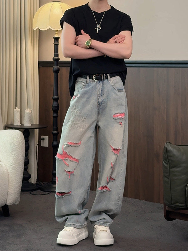 Washed Vintage Loose Straight Leg Jeans