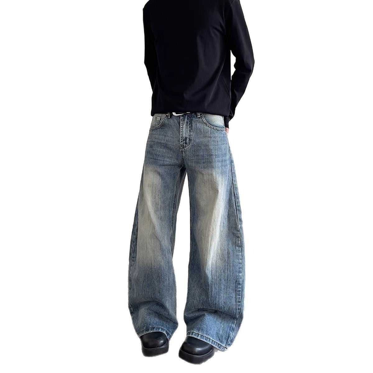 Distressed Straight Leg Slight Flare Jeans