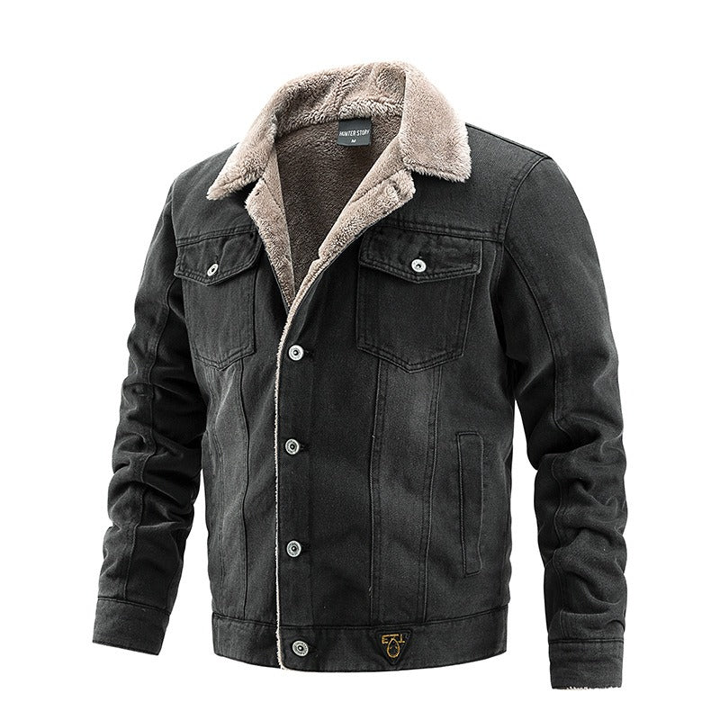 Plush-Lined Denim Coat