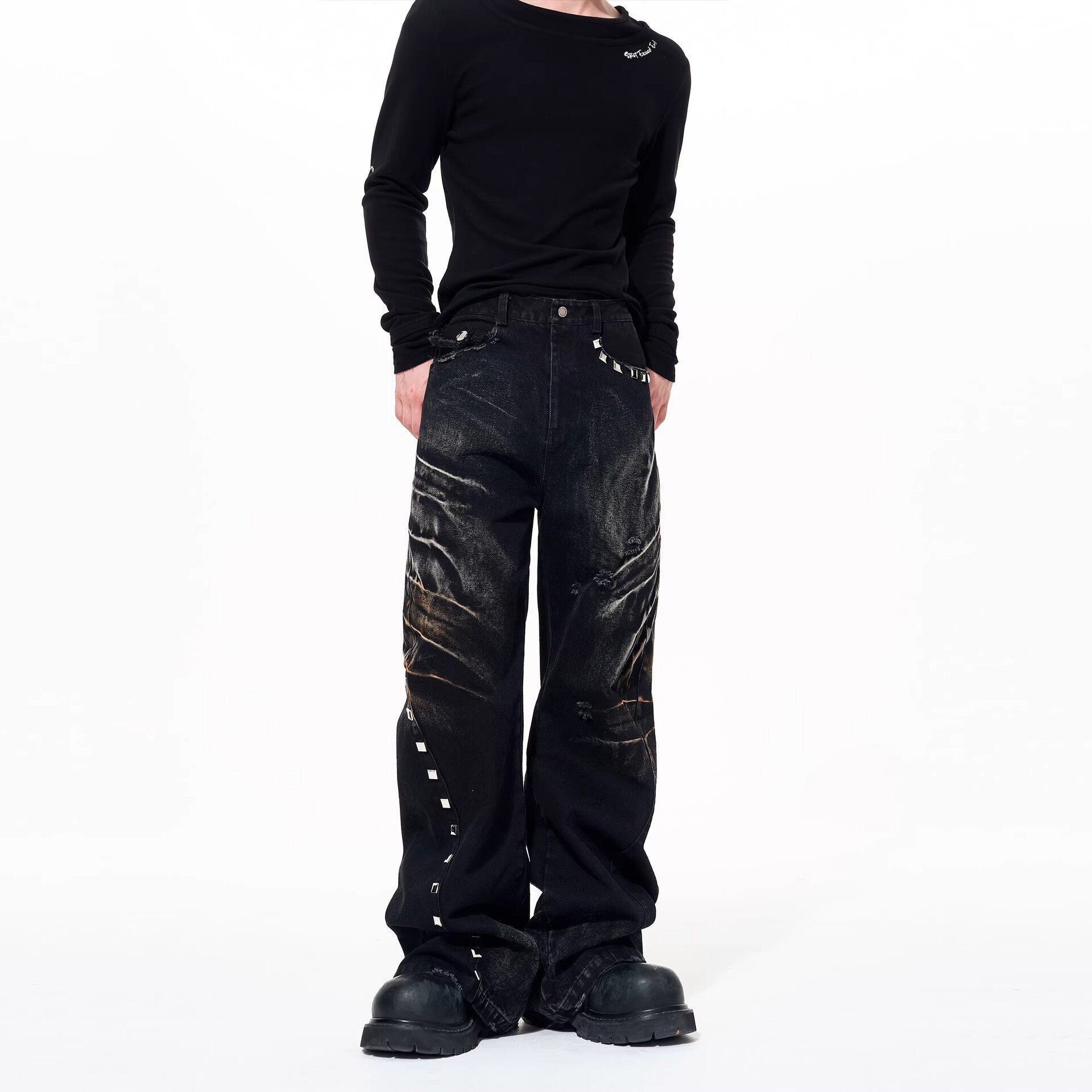 Washed Distressed Vintage Loose Fit Jeans