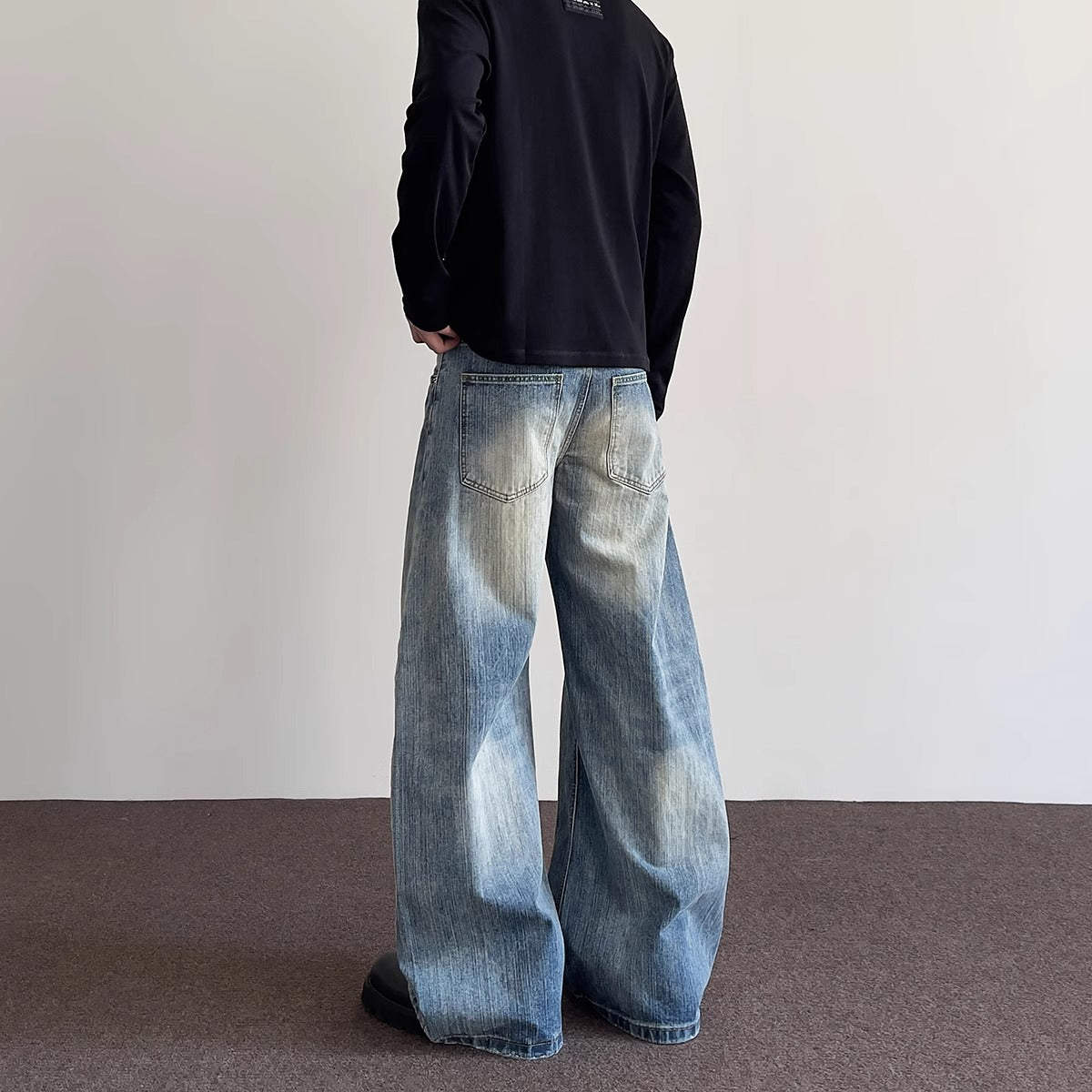 Distressed Straight Leg Slight Flare Jeans