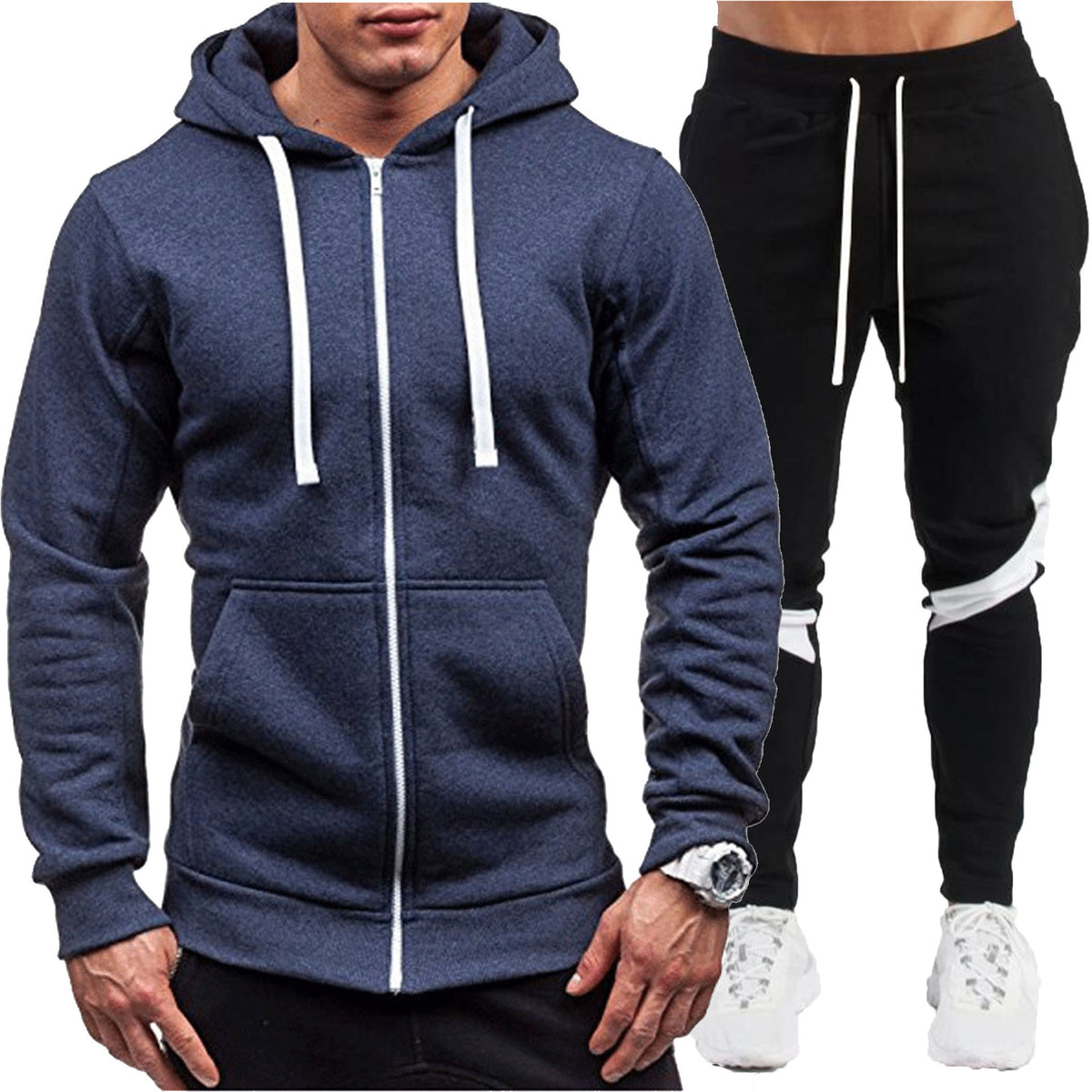 Zip-Up Loose Hoodie & Casual Long Pants Set