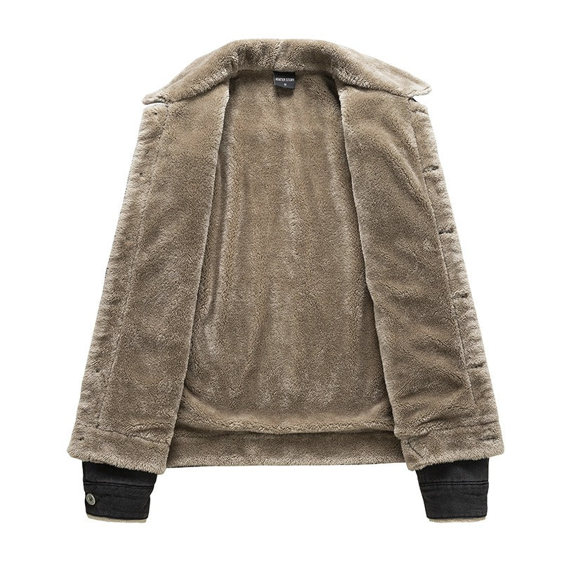 Plush-Lined Denim Coat