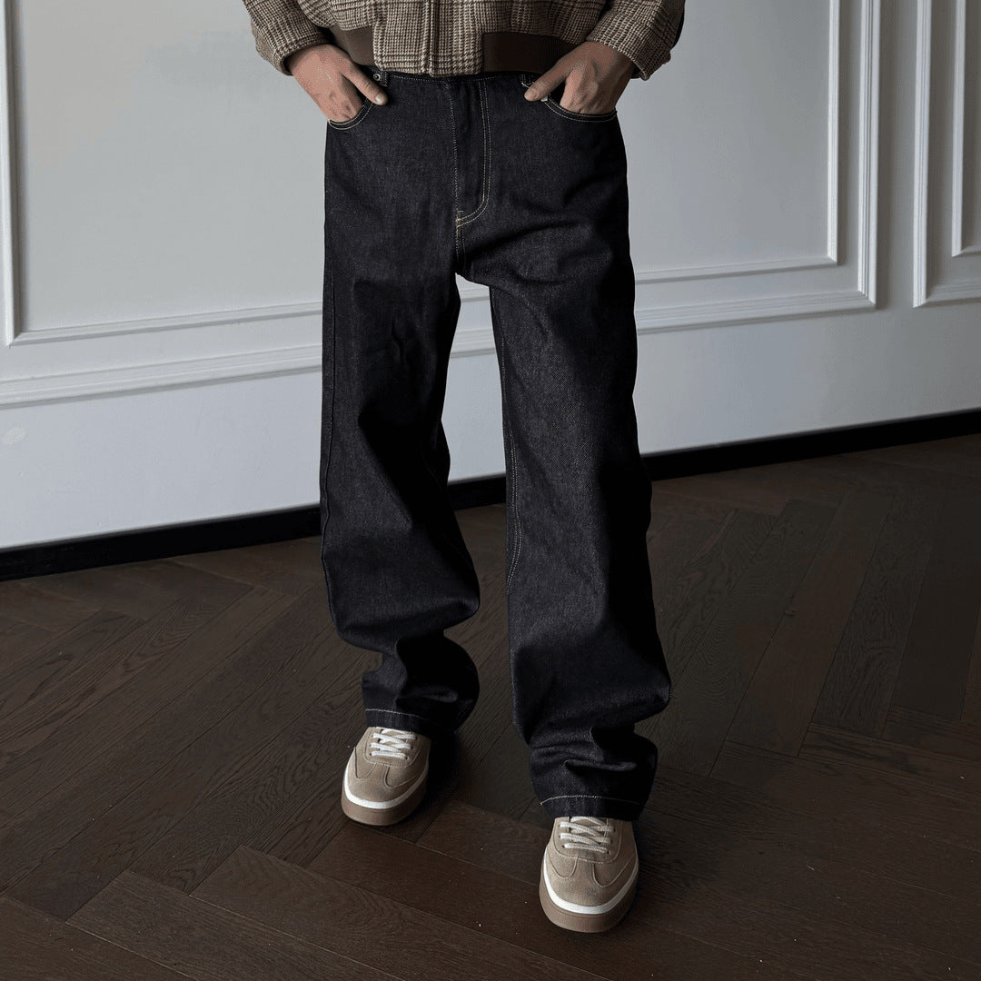 Washed Loose Straight Leg Clean Fit Jeans