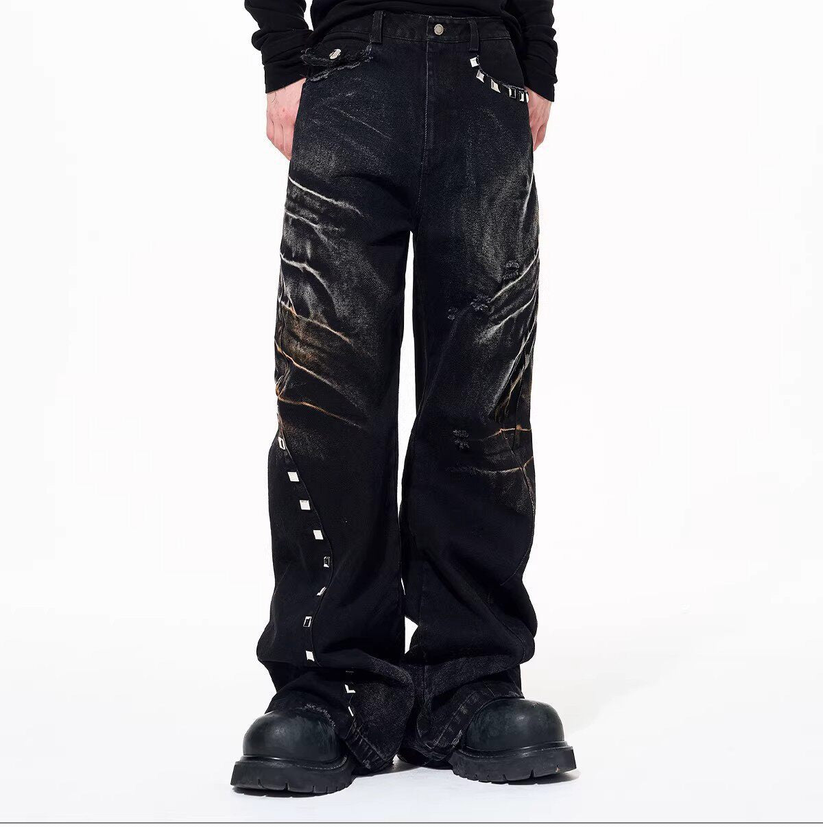 Washed Distressed Vintage Loose Fit Jeans
