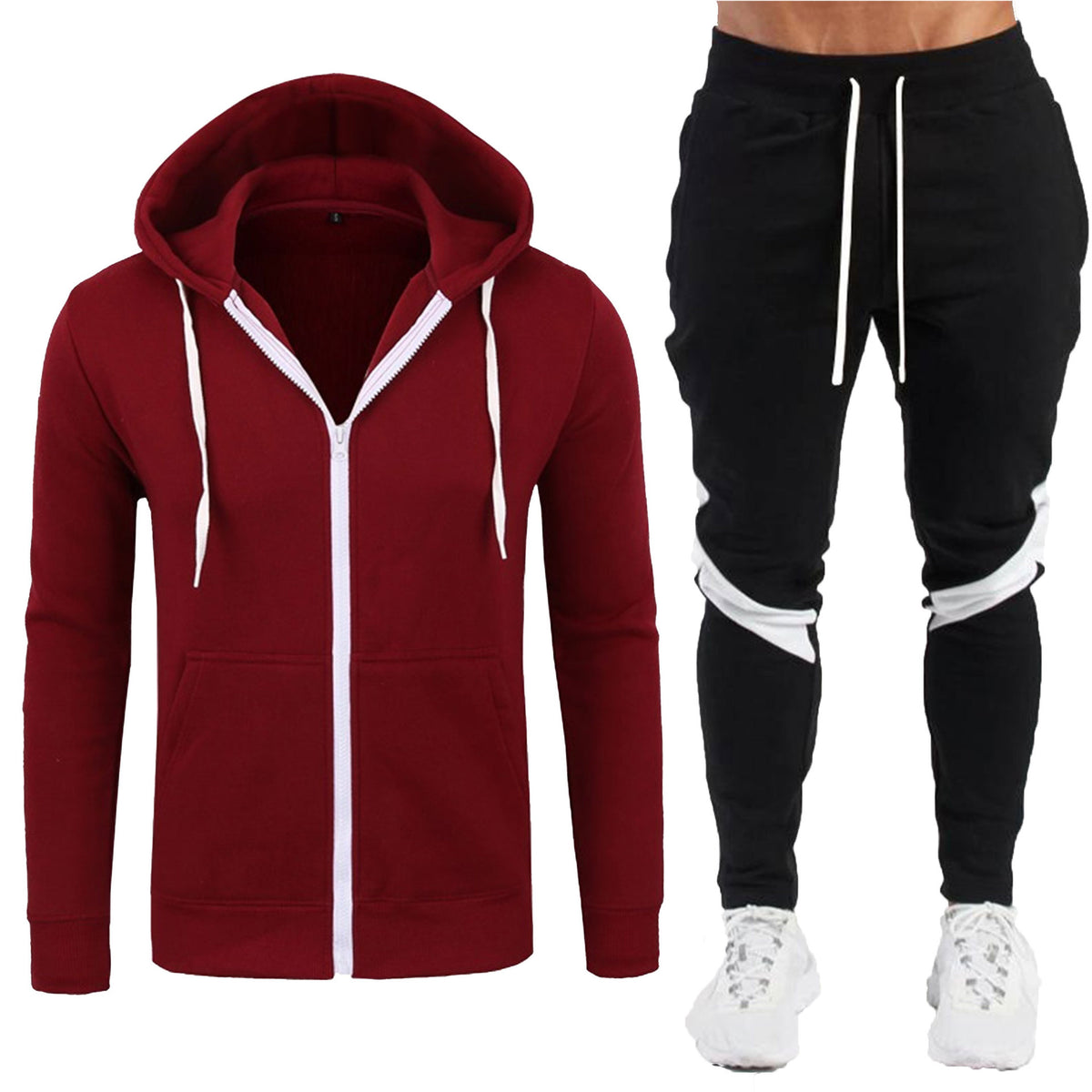 Zip-Up Loose Hoodie & Casual Long Pants Set