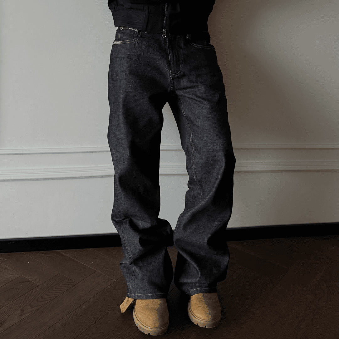 Washed Loose Straight Leg Clean Fit Jeans
