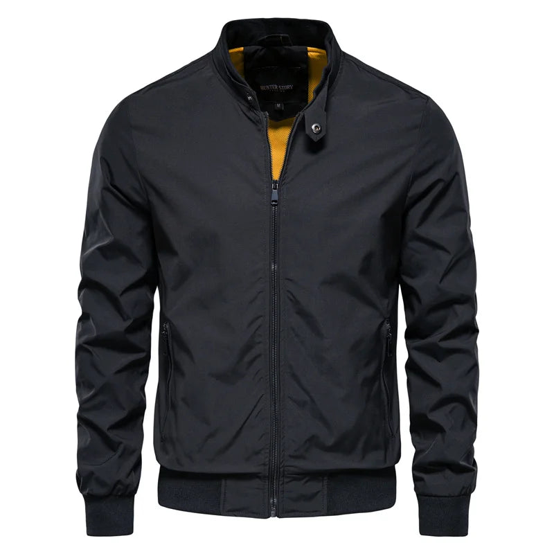 Casual Stand Collar Zip Bomber Jacket