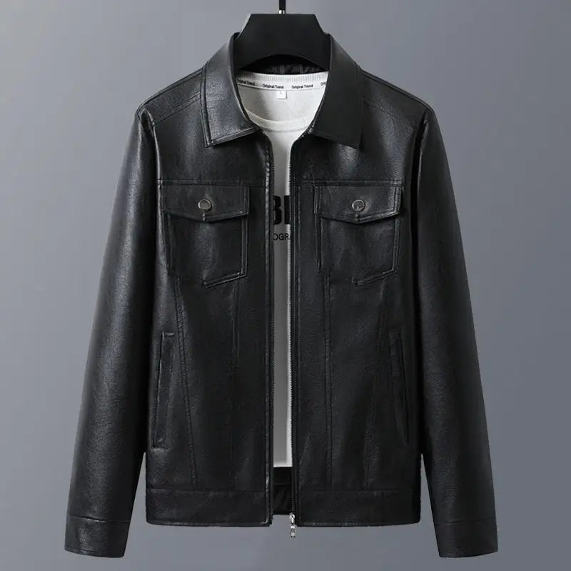 Lapel Sheepskin Leather Jacket