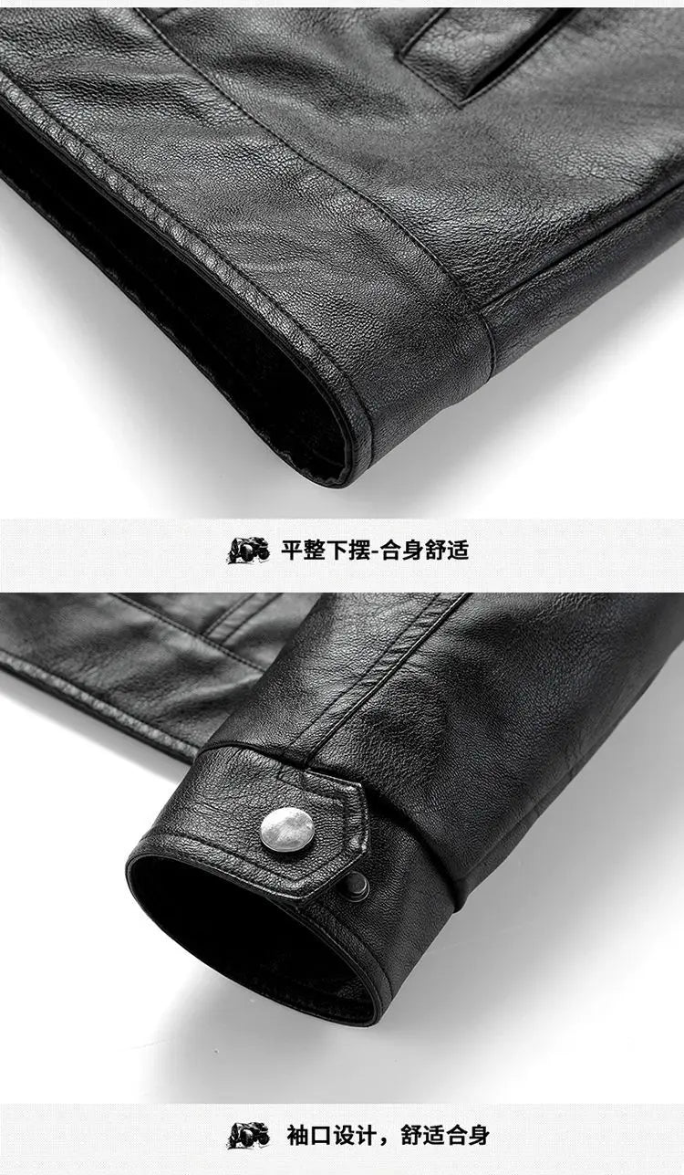 Lapel Sheepskin Leather Jacket