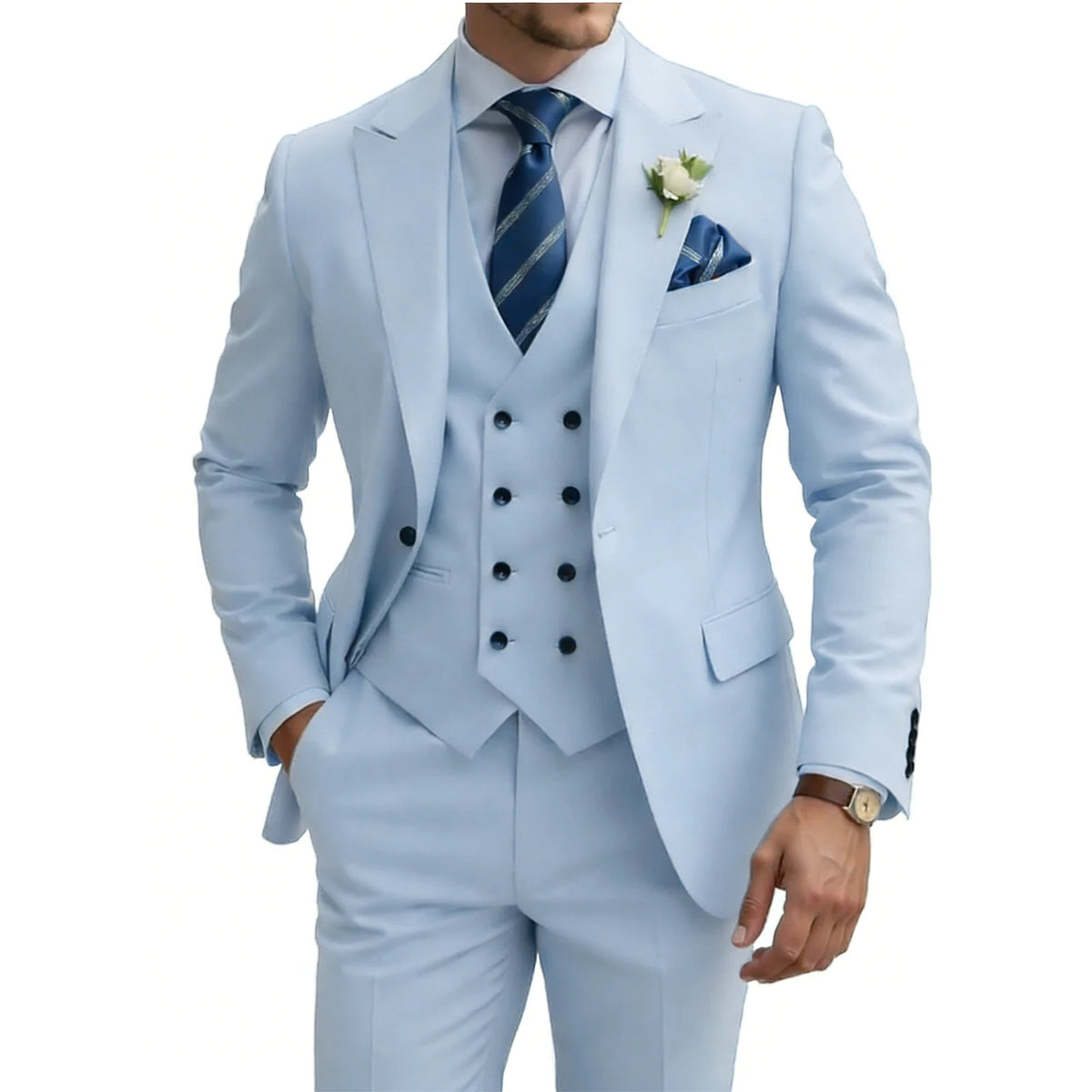 Double Breasted Slim Fit 3-Piece Tuxedo Suit