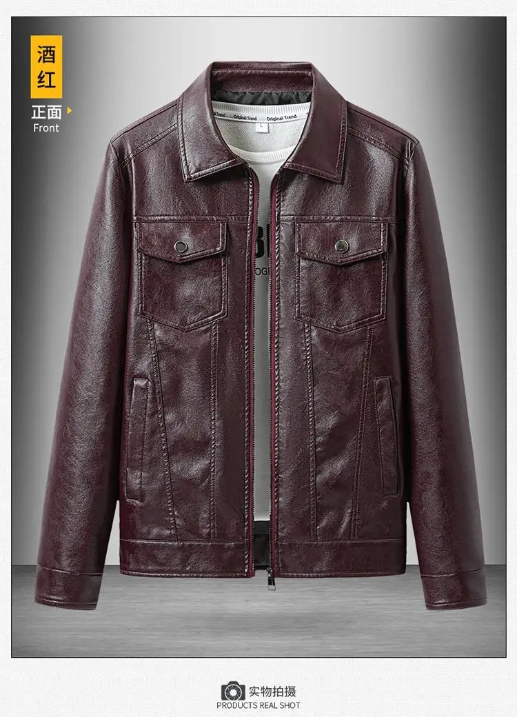 Lapel Sheepskin Leather Jacket