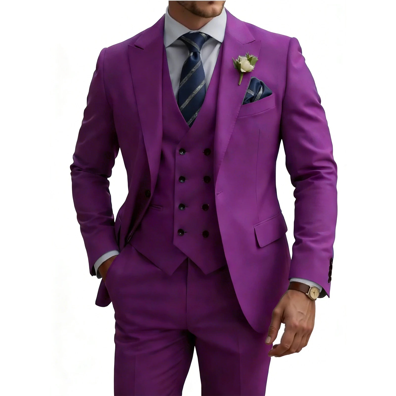 Double Breasted Slim Fit 3-Piece Tuxedo Suit