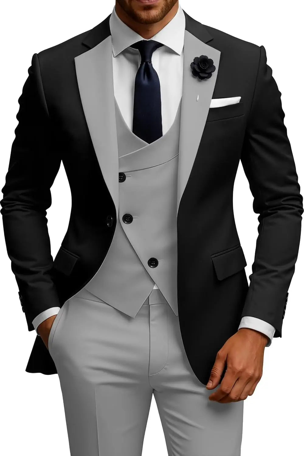 Slim Fit Double Breasted Wedding Suit Set