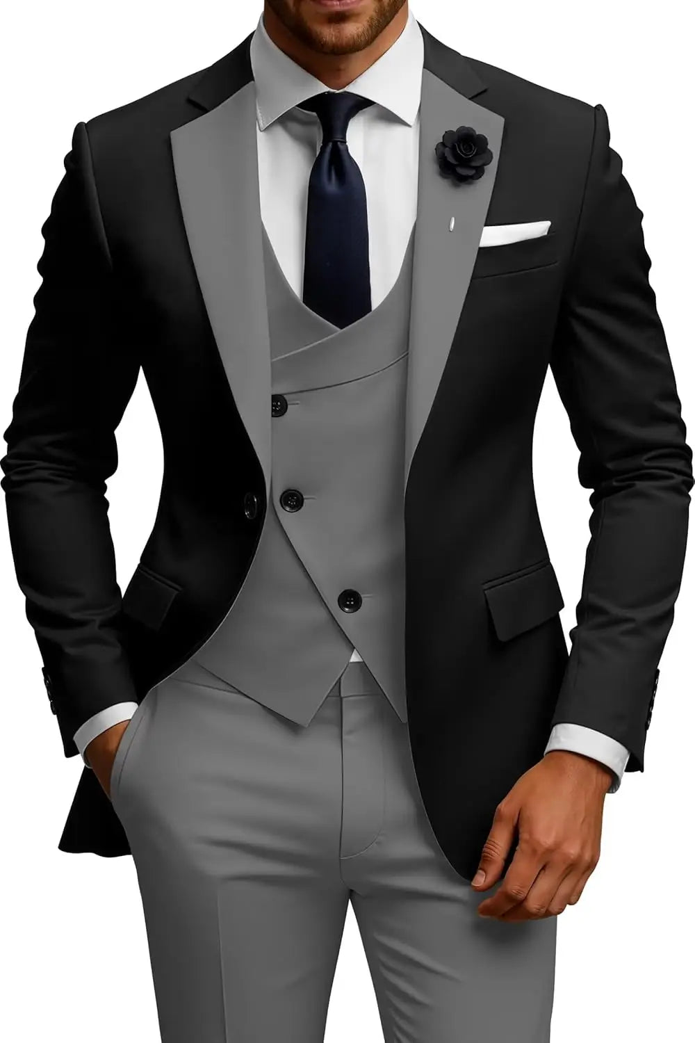 Slim Fit Double Breasted Wedding Suit Set