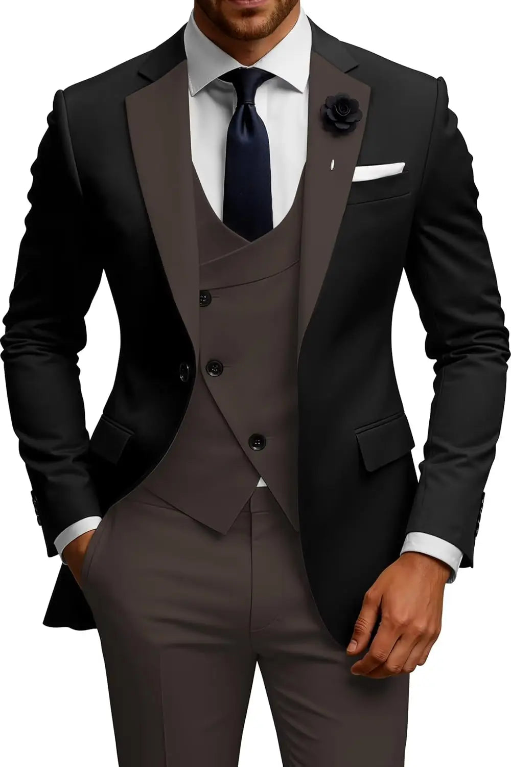 Slim Fit Double Breasted Wedding Suit Set
