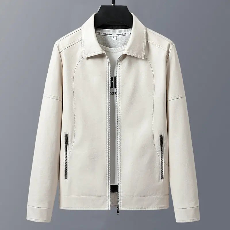 Lapel Sheepskin Leather Jacket