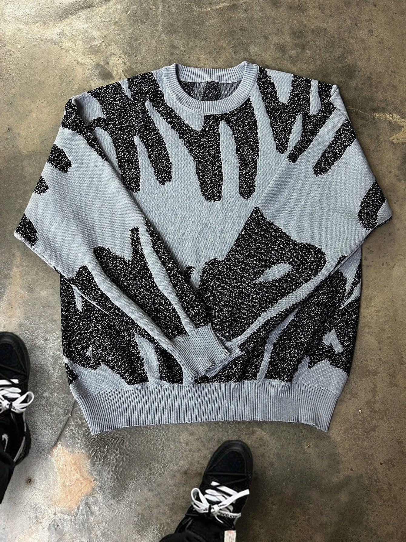 Abstract Jacquard Knit Pullover
