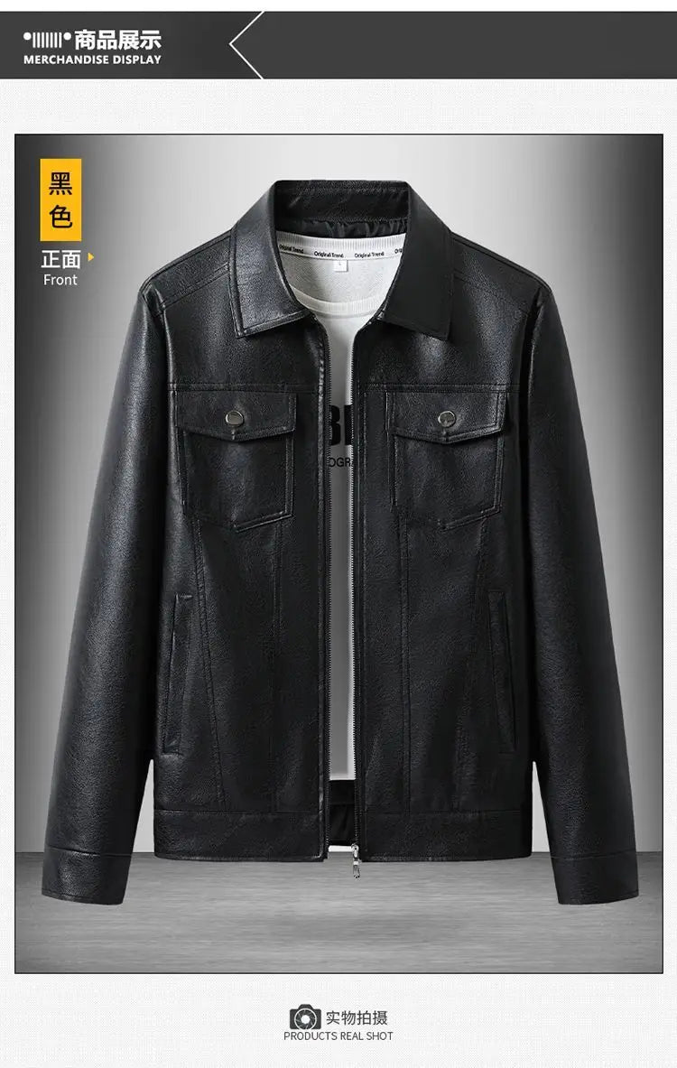 Lapel Sheepskin Leather Jacket