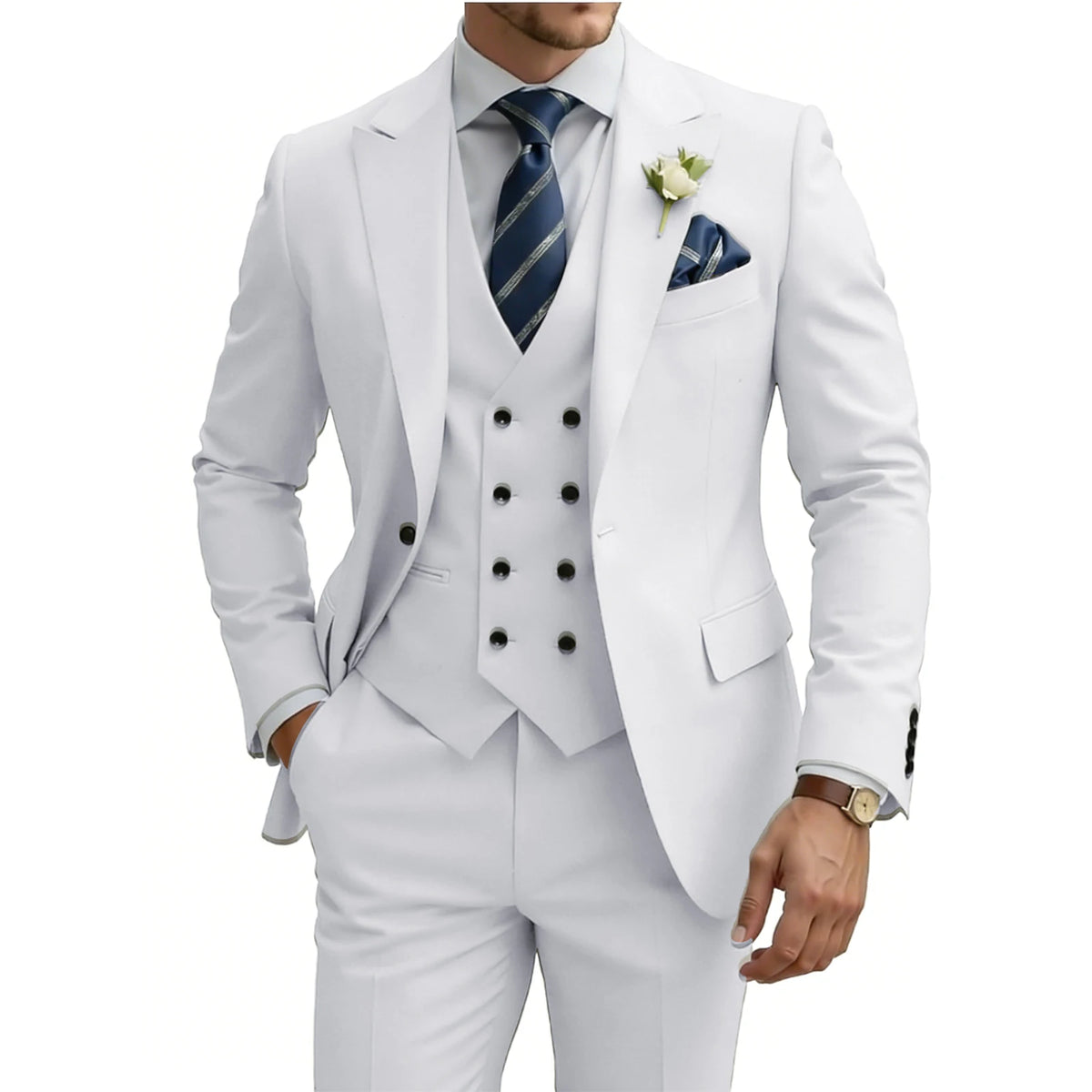 Double Breasted Slim Fit 3-Piece Tuxedo Suit
