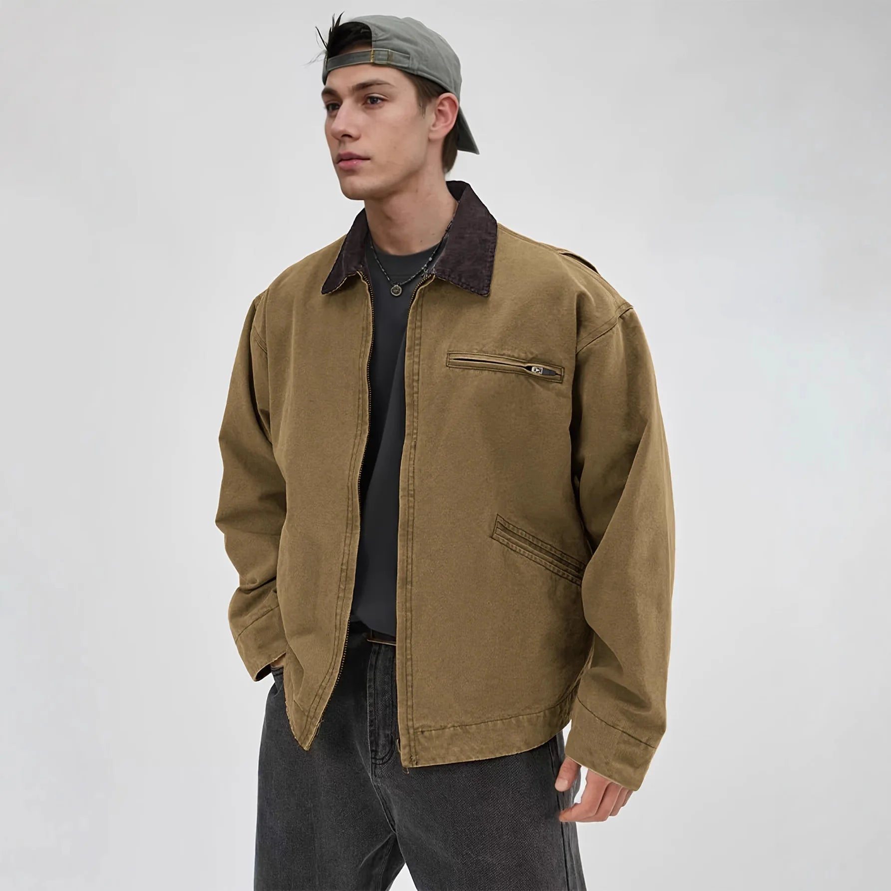 Washed Detroit Workwear Zip Jacket