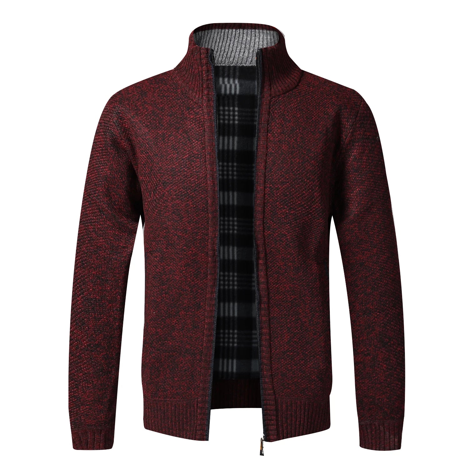 Fleece-Lined Full-Zip Knit Cardigan