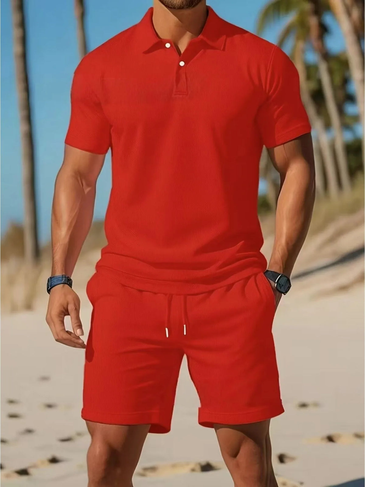 Slim Fit Polo Shirt & Shorts Set