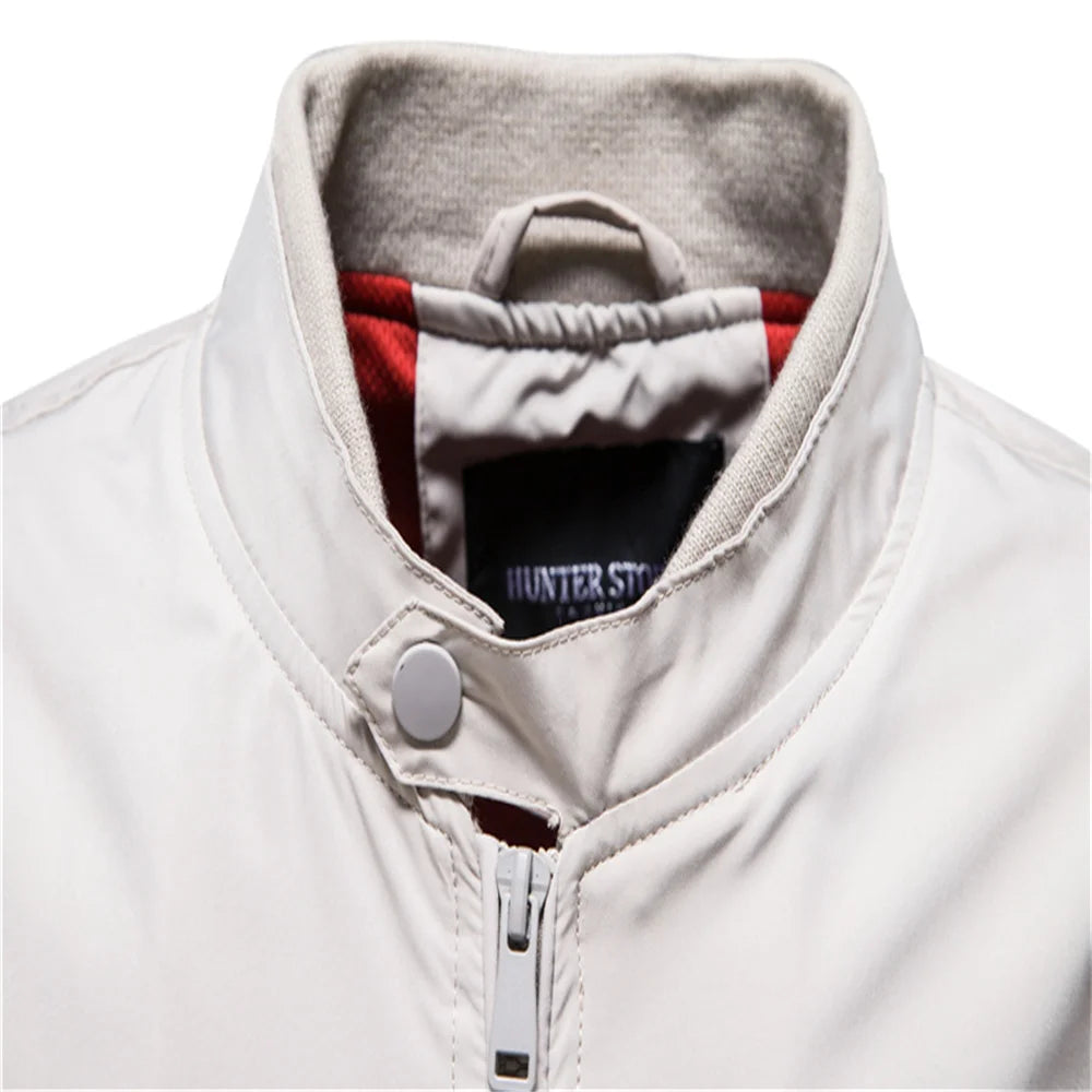 Casual Stand Collar Zip Bomber Jacket
