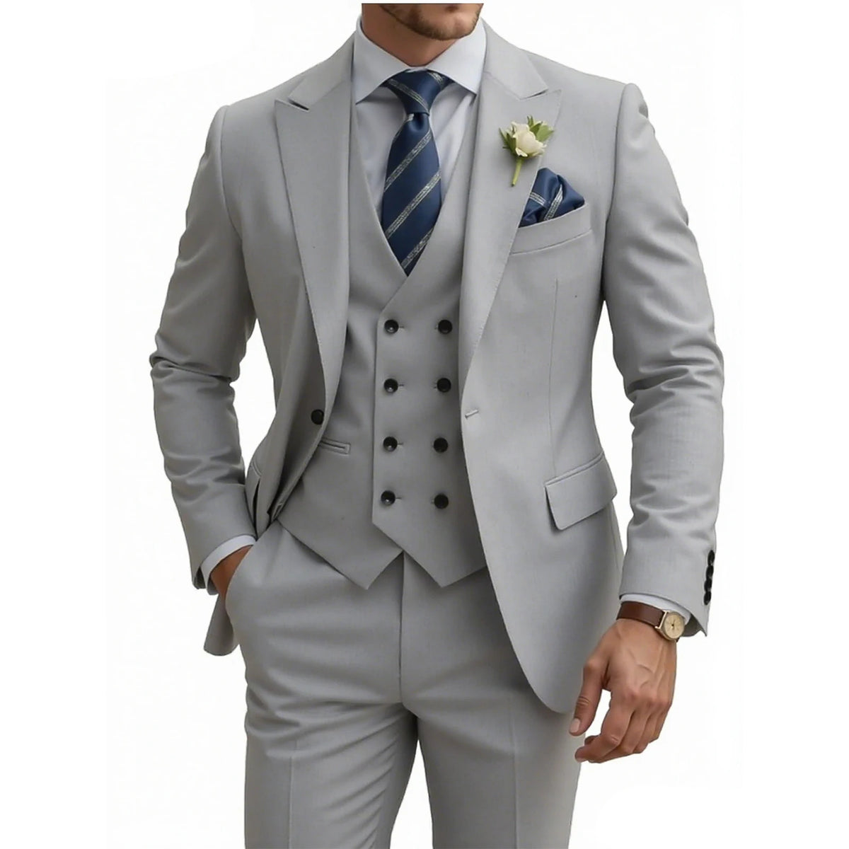 Double Breasted Slim Fit 3-Piece Tuxedo Suit