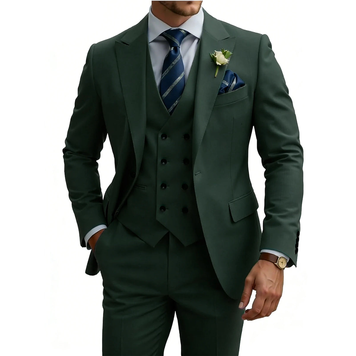 Double Breasted Slim Fit 3-Piece Tuxedo Suit