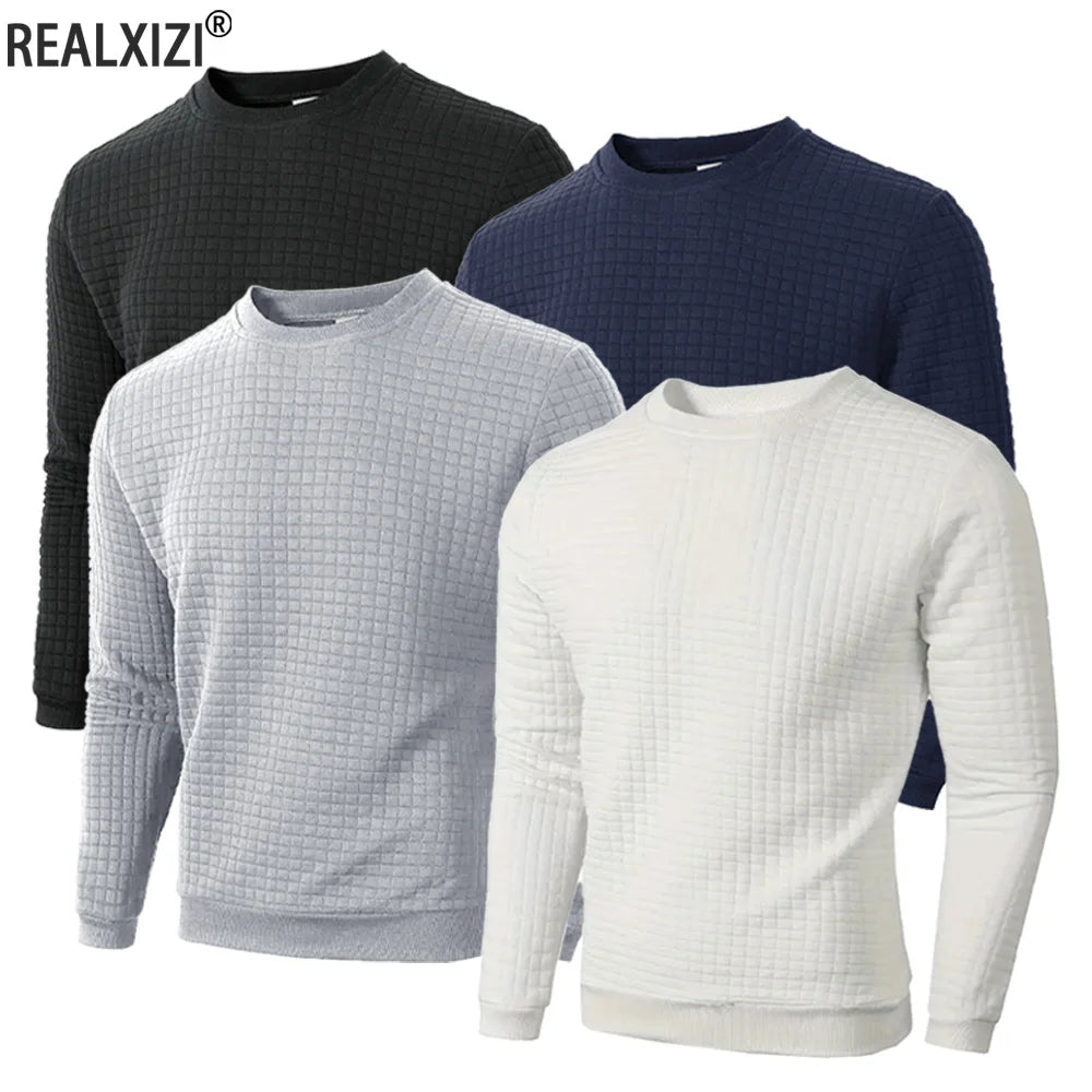 Quilted Jacquard Crew Neck Sweater