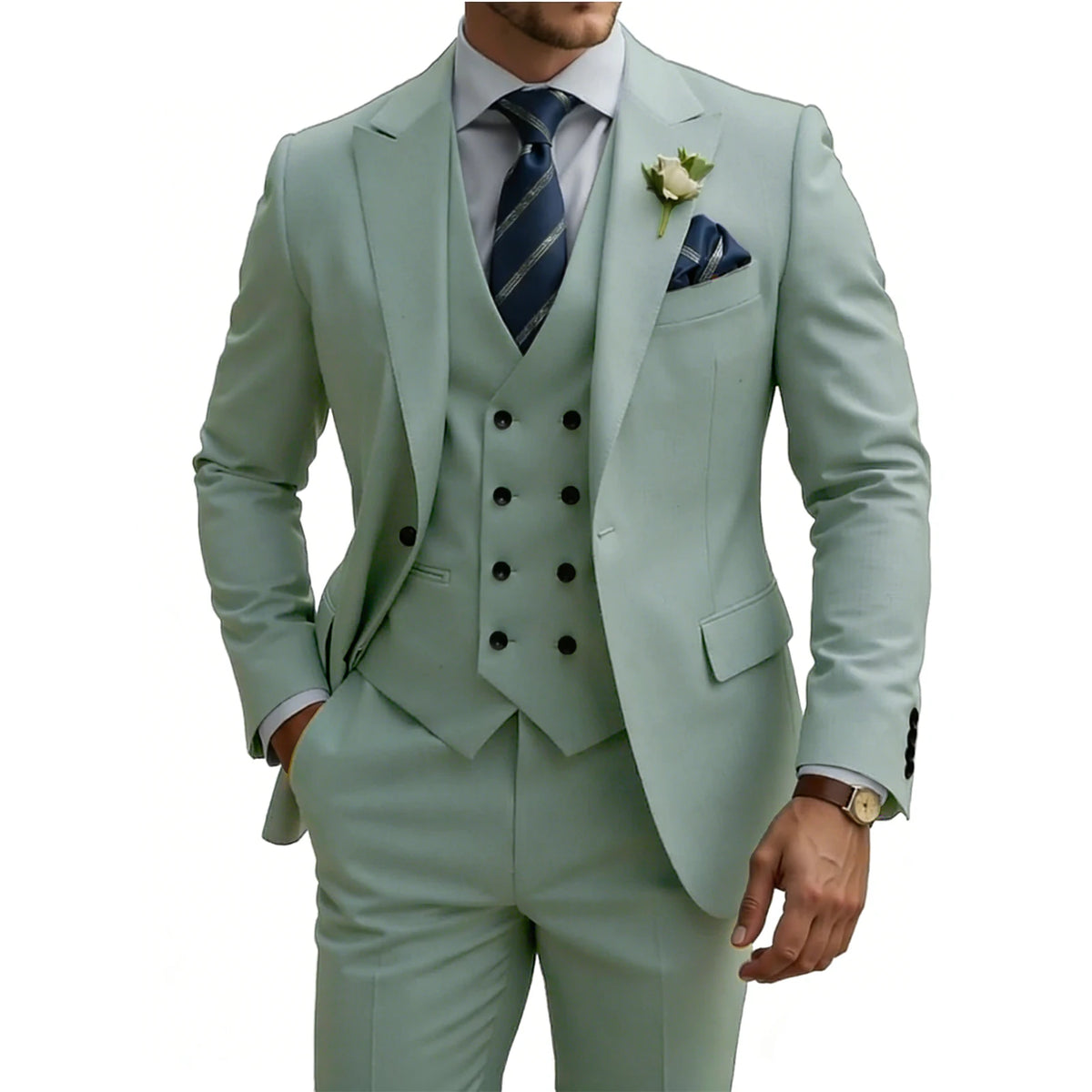 Double Breasted Slim Fit 3-Piece Tuxedo Suit