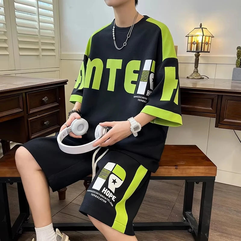 Loose Short Sleeve Shorts Leisure Sports Set