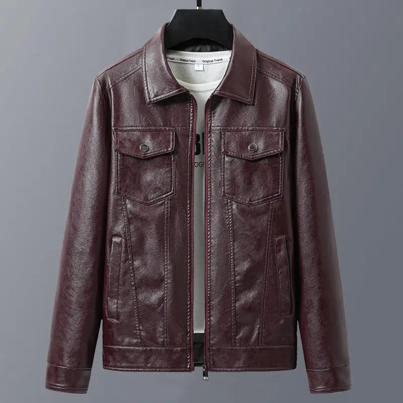 Lapel Sheepskin Leather Jacket