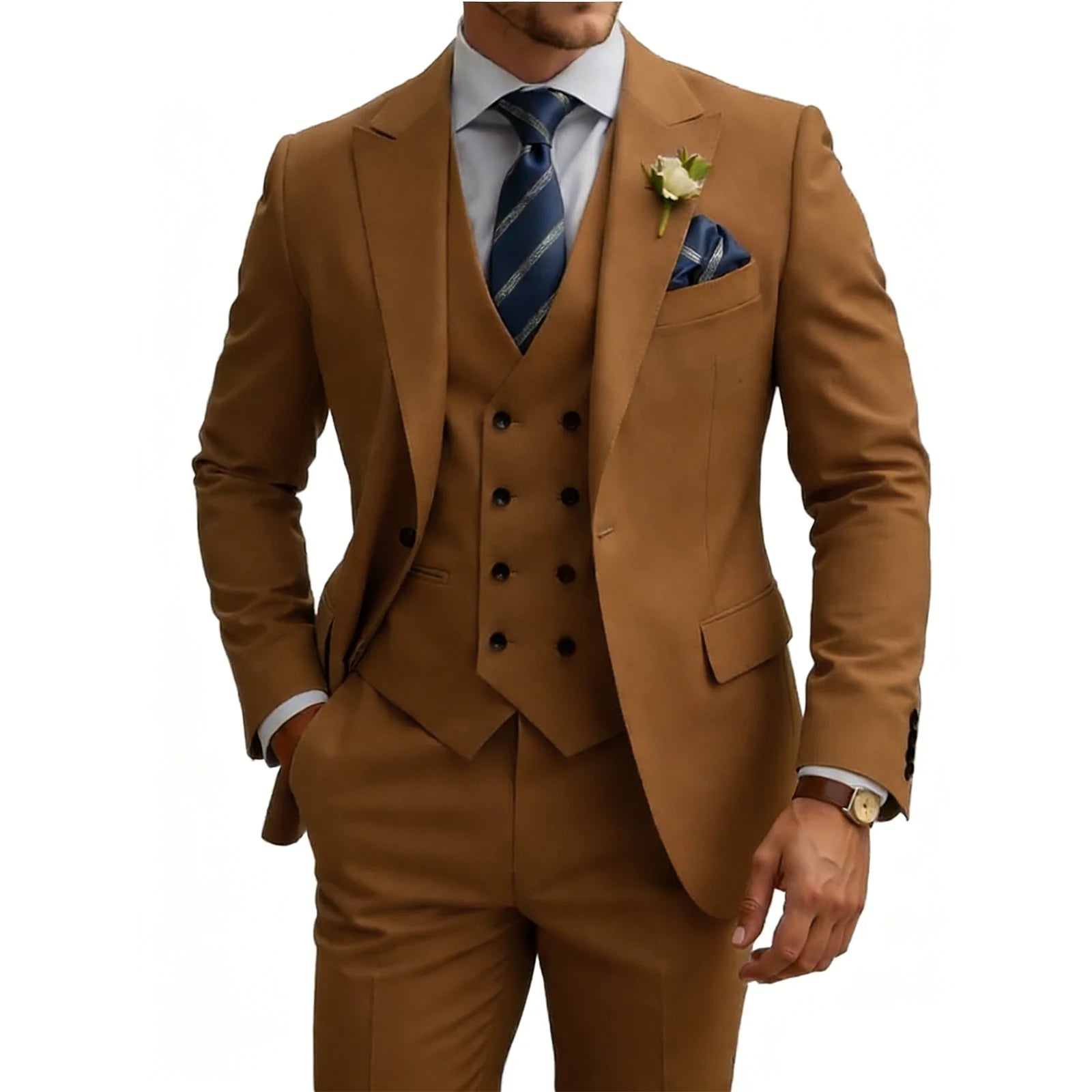 Double Breasted Slim Fit 3-Piece Tuxedo Suit