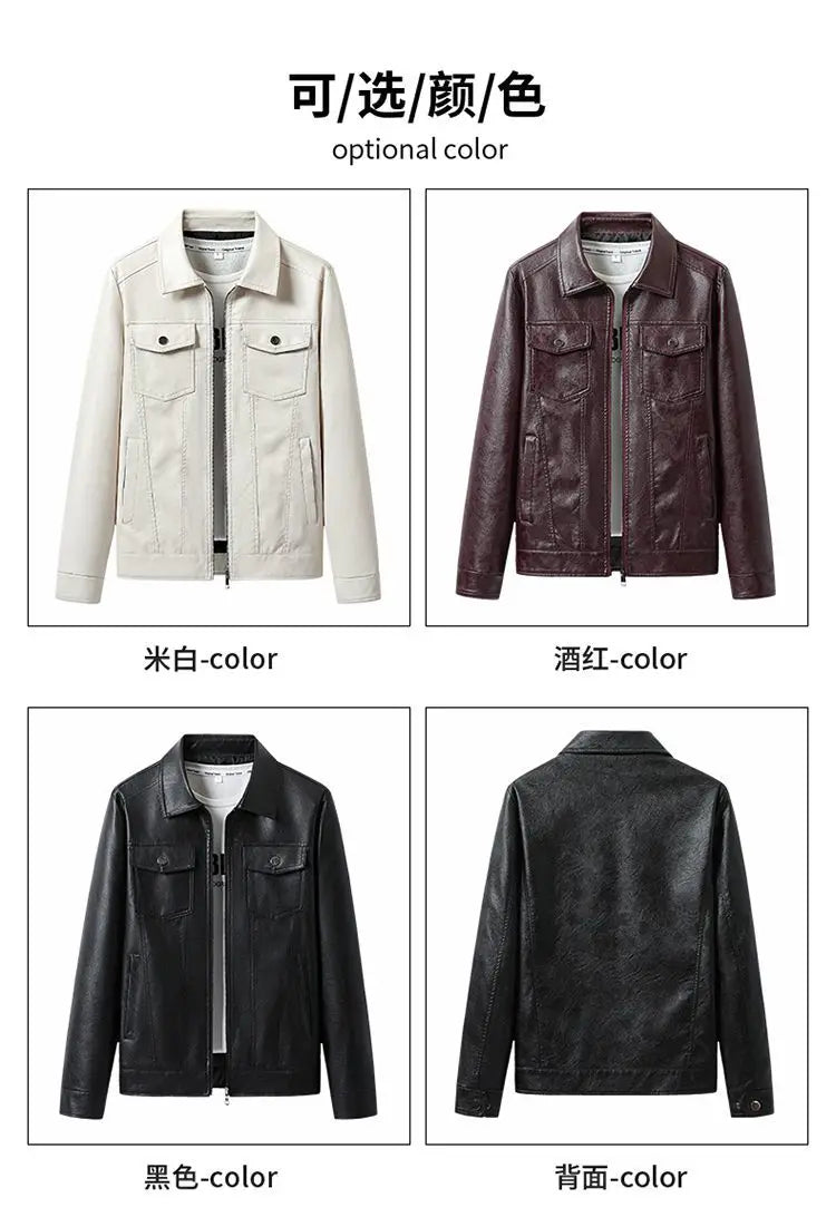 Lapel Sheepskin Leather Jacket