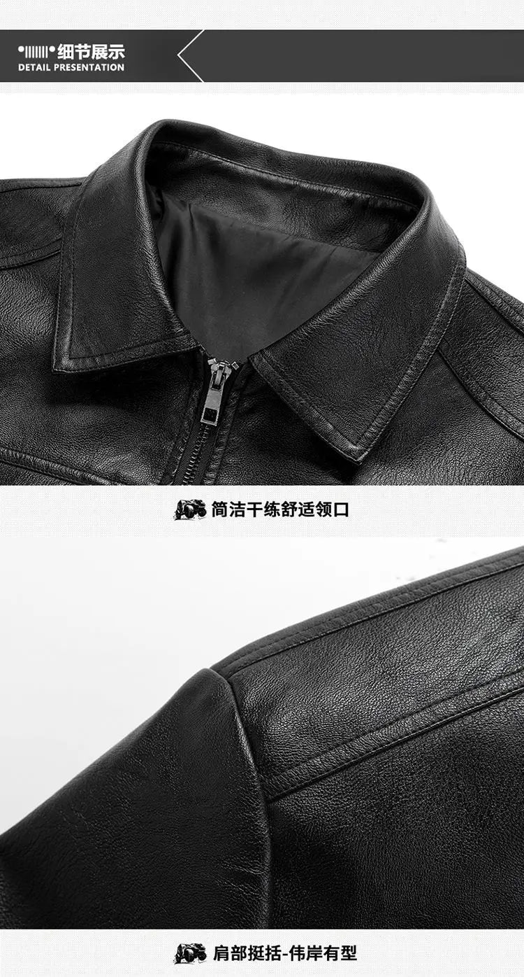 Lapel Sheepskin Leather Jacket