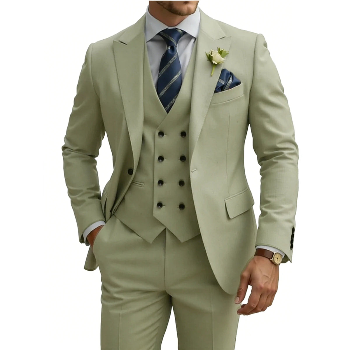Double Breasted Slim Fit 3-Piece Tuxedo Suit