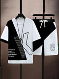 3D Letter Print Lightweight Two-Piece Set