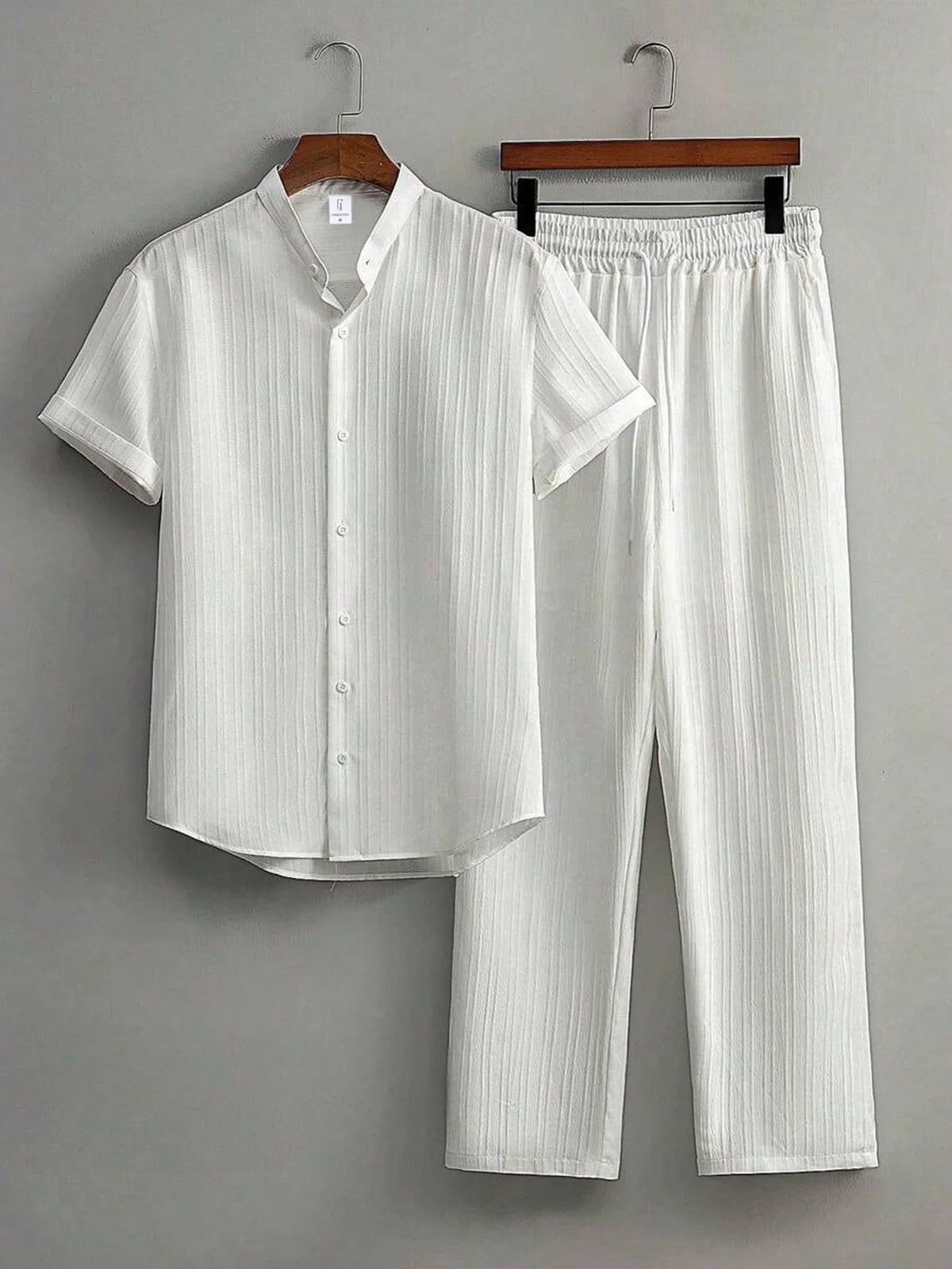 Textured Henley Shirt & Drawstring Pants Set