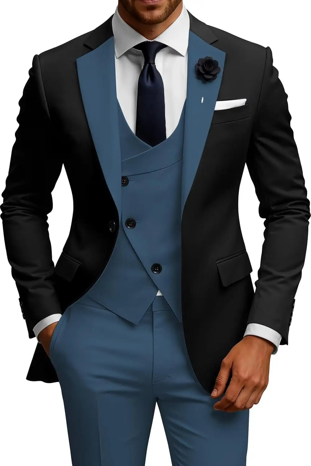 Slim Fit Double Breasted Wedding Suit Set