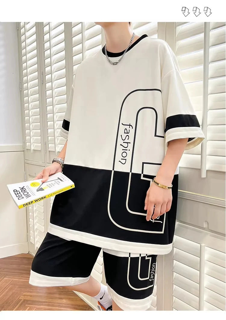 Loose Short Sleeve Shorts Leisure Sports Set