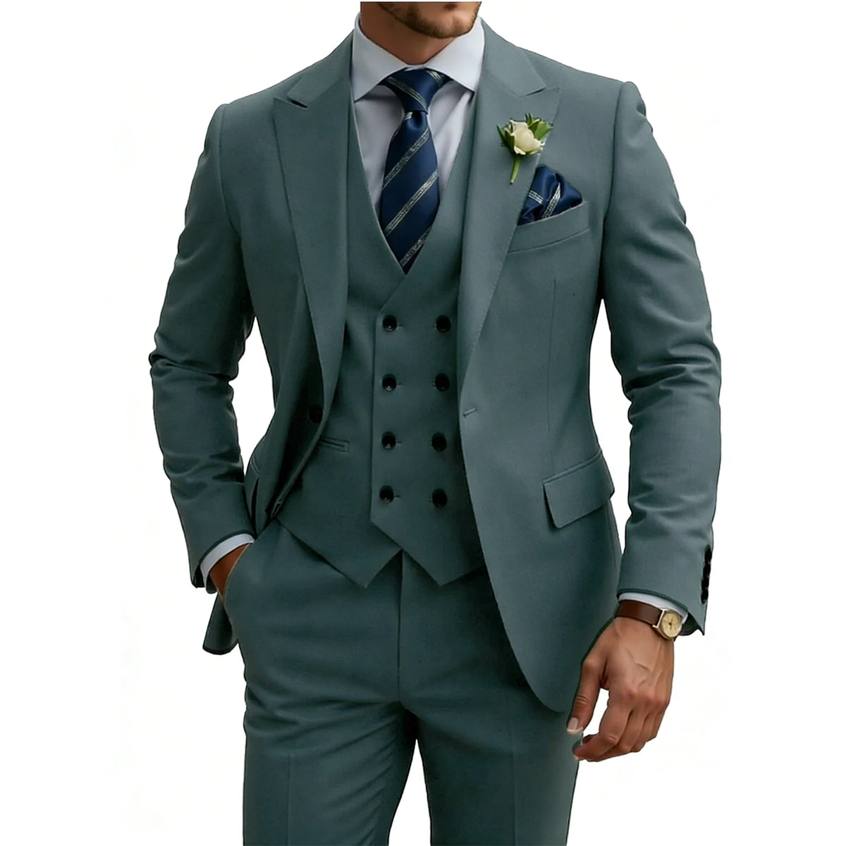 Double Breasted Slim Fit 3-Piece Tuxedo Suit
