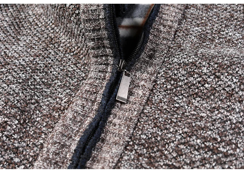 Fleece-Lined Full-Zip Knit Cardigan